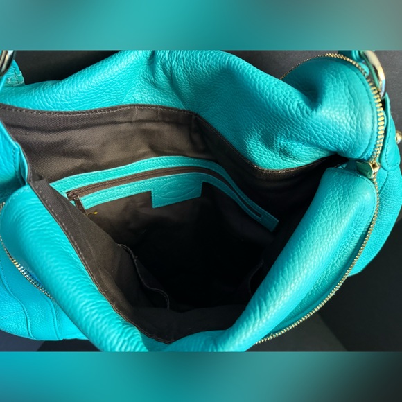 ✨ Onna Ehrlich Pebbled Leather Crossbody Satchel | Turquoise | NWT - Picture 8 of 11